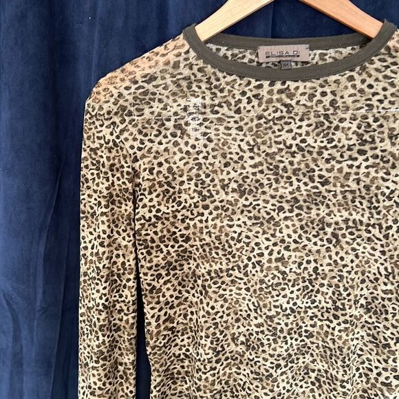 Women's T-shirt Crew-neck Leopard Long Sleeve Casual Fitted Fashion T-shirt - Picture 3 of 3